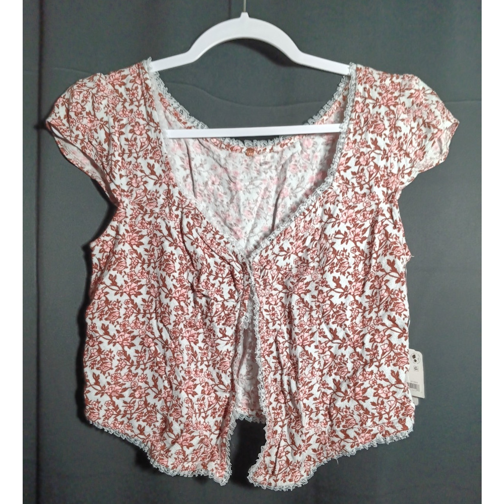 NWT Free People Floral Crop Top Small Fairycore Cottagecore Prairie Boho Stretch